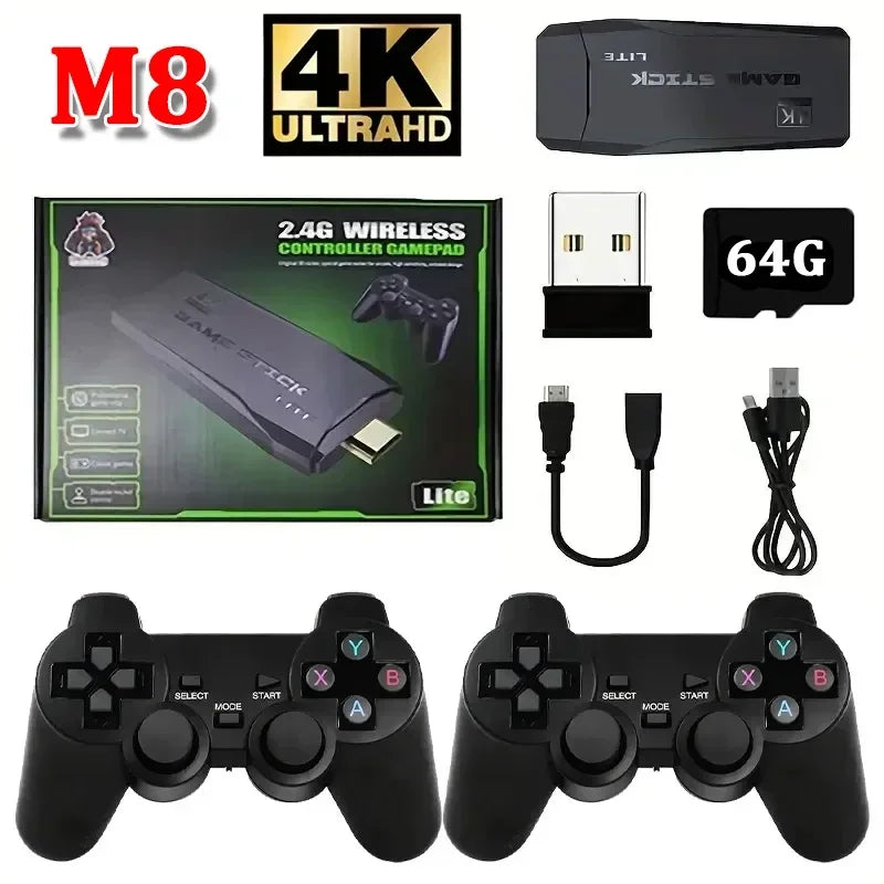 M8 Video Game Stick Console, controlador sem fio duplo, 2.4G