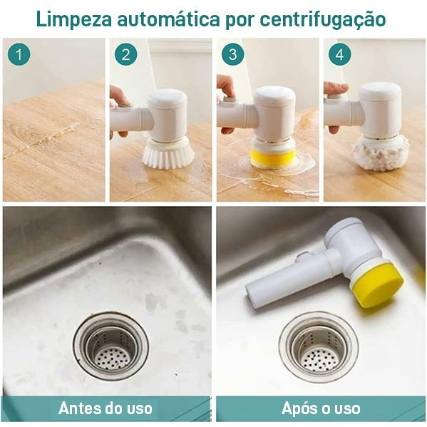 Escova elétrica portátil sem fio para pratos, panelas e frigideiras, escova de limpeza elétrica multifuncional para cozinha e banheiro